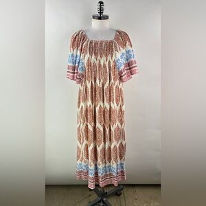 💚 3217. Boho Maxi Short Sleeve Dress